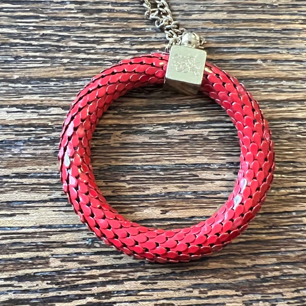 RARE Vintage Whiting and Davis red mesh necklace 24” - Picture 5 of 6